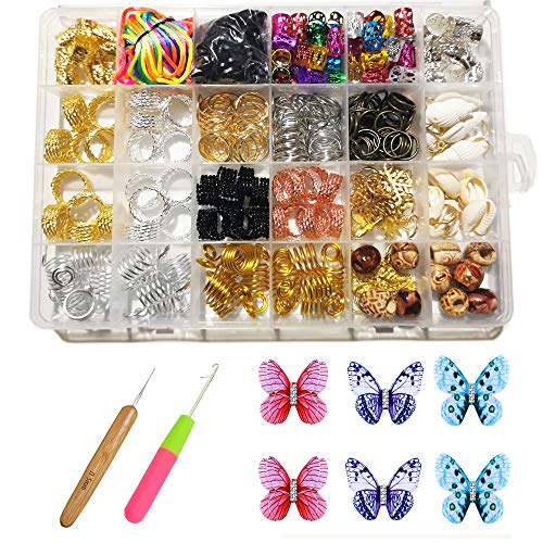331pcs Dreadlocks Beads Metal Hair Cuffs Hair Rings Braid Hair Loop Clips Hair Jewelry For Braiding Hair Decoration Dreadlock Accessories