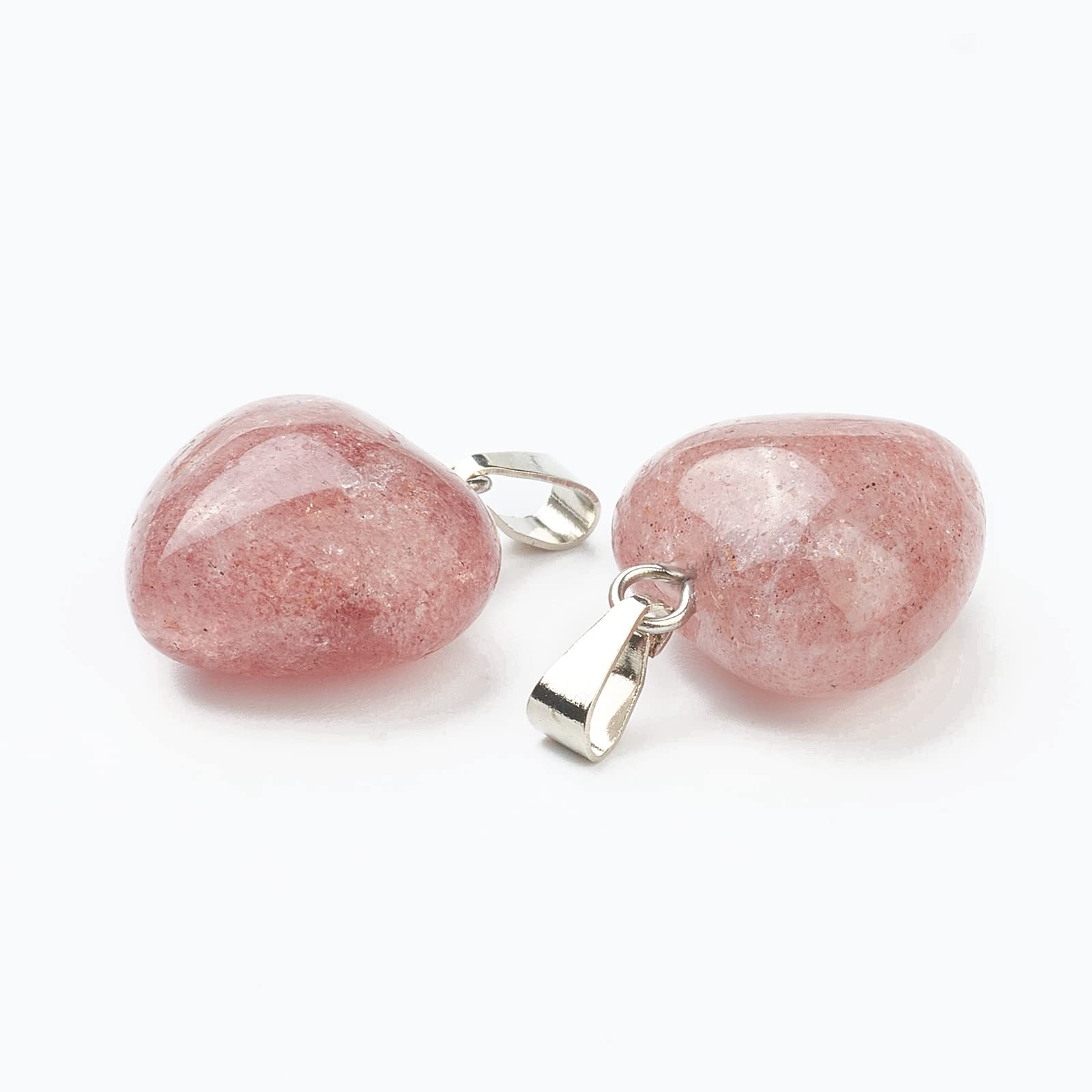 BEEFLYING 10 Pcs Natural Gemstone Heart Pendant Charms Strawberry Quartz Charms Healing Stone Pendants for Jewelry Making Crafts Supplies - Image 3