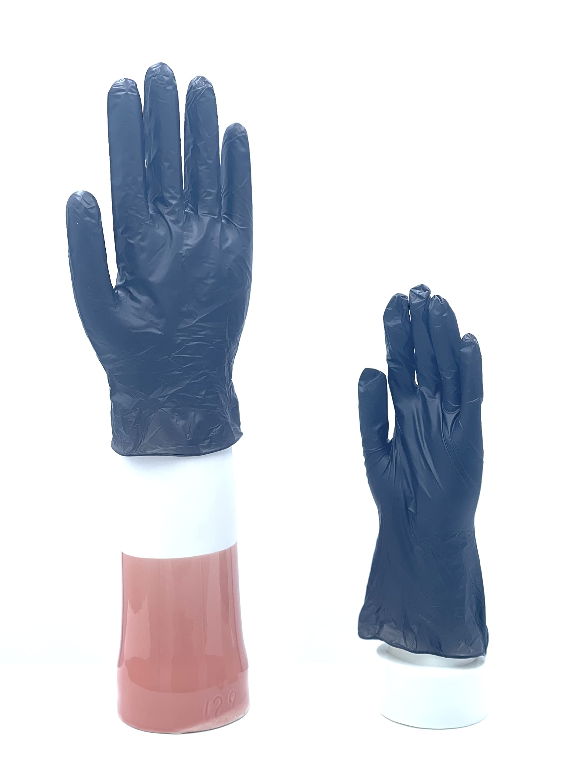 Guanti monouso in vinile, confezione da 100, senza polvere, extra resistenti, extra sensibili, medici, alimenti, pulizia, sicurezza (XL, nero