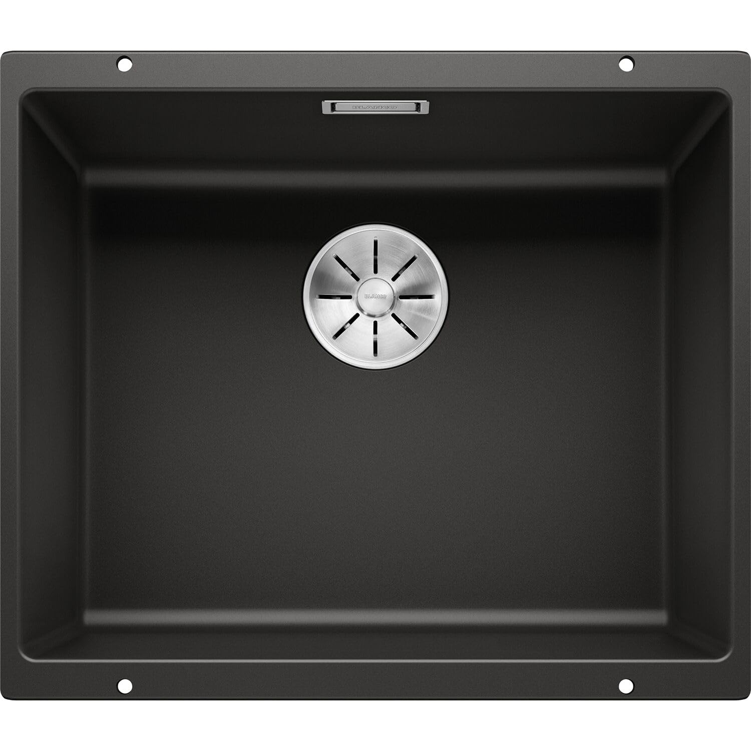 BLANCO SUBLINE 500-U | Évier en granit noir en SILGRANIT noir | Type de montage : sous plan | pour armoires inférieures de 60 cm de large | Forme de bassin 2 en 1 : deux bacs, une découpe et une seule