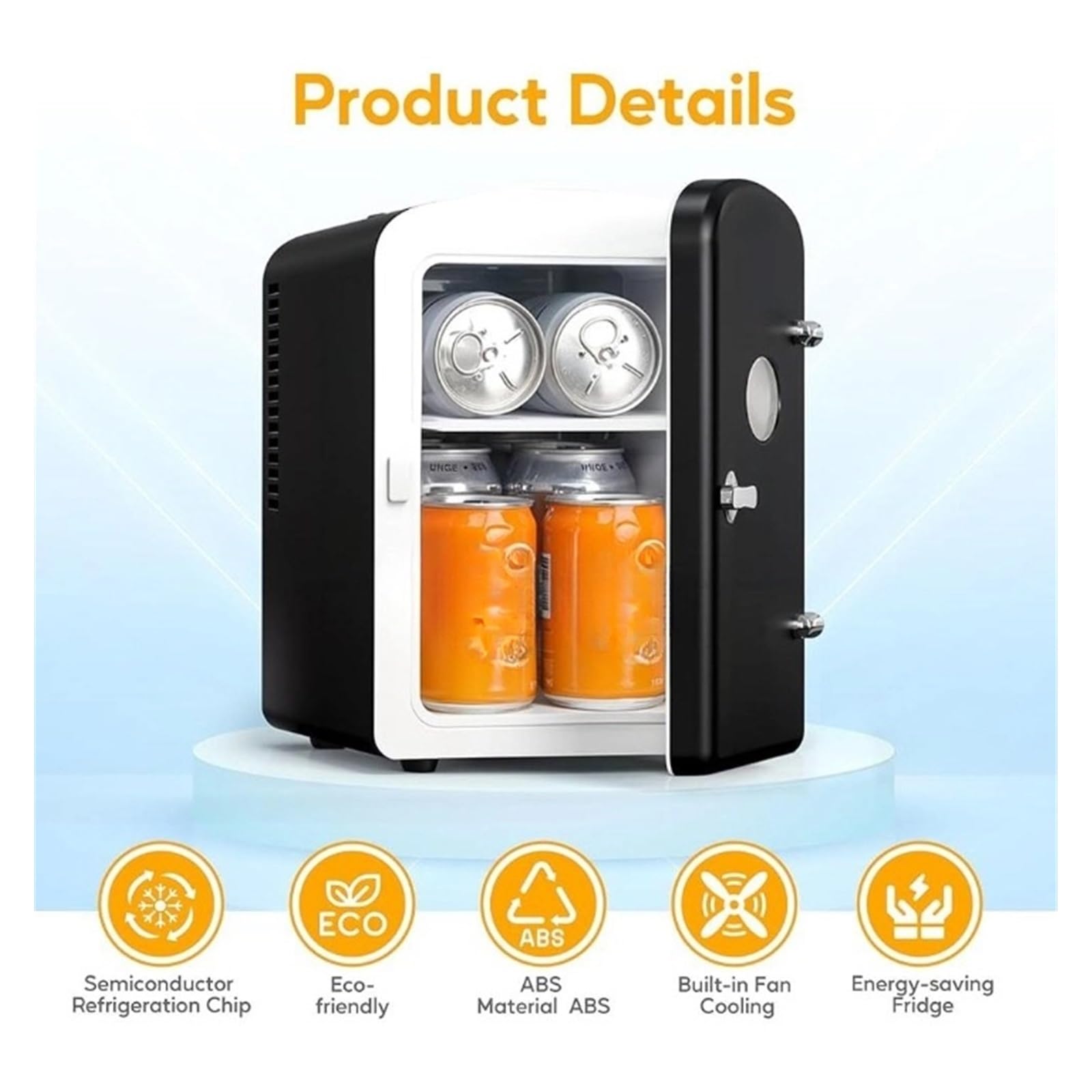 Mini refrigerador portátil de 6L, refrigerador Compacto, ecológico, Funcionamiento silencioso, Ventana de observación multifunción, Ideal para