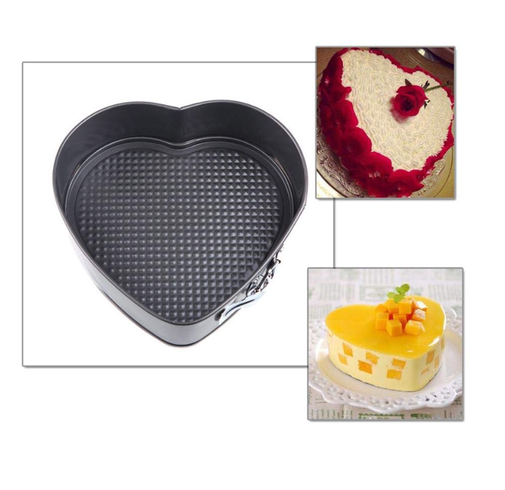 3 piezas de lata para tartas con base rápida y suelta, molde para repostería, antiadherente, redondo, forma de corazón, herramienta para hornear