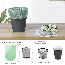 Jaoul Trash Bags 2.6 Gallon, Small Garbage Bags, Strong & Unscented Mini Trash Bags for Kitchen, Bathroom, Office, Restroom, Car, Green, 80 Counts