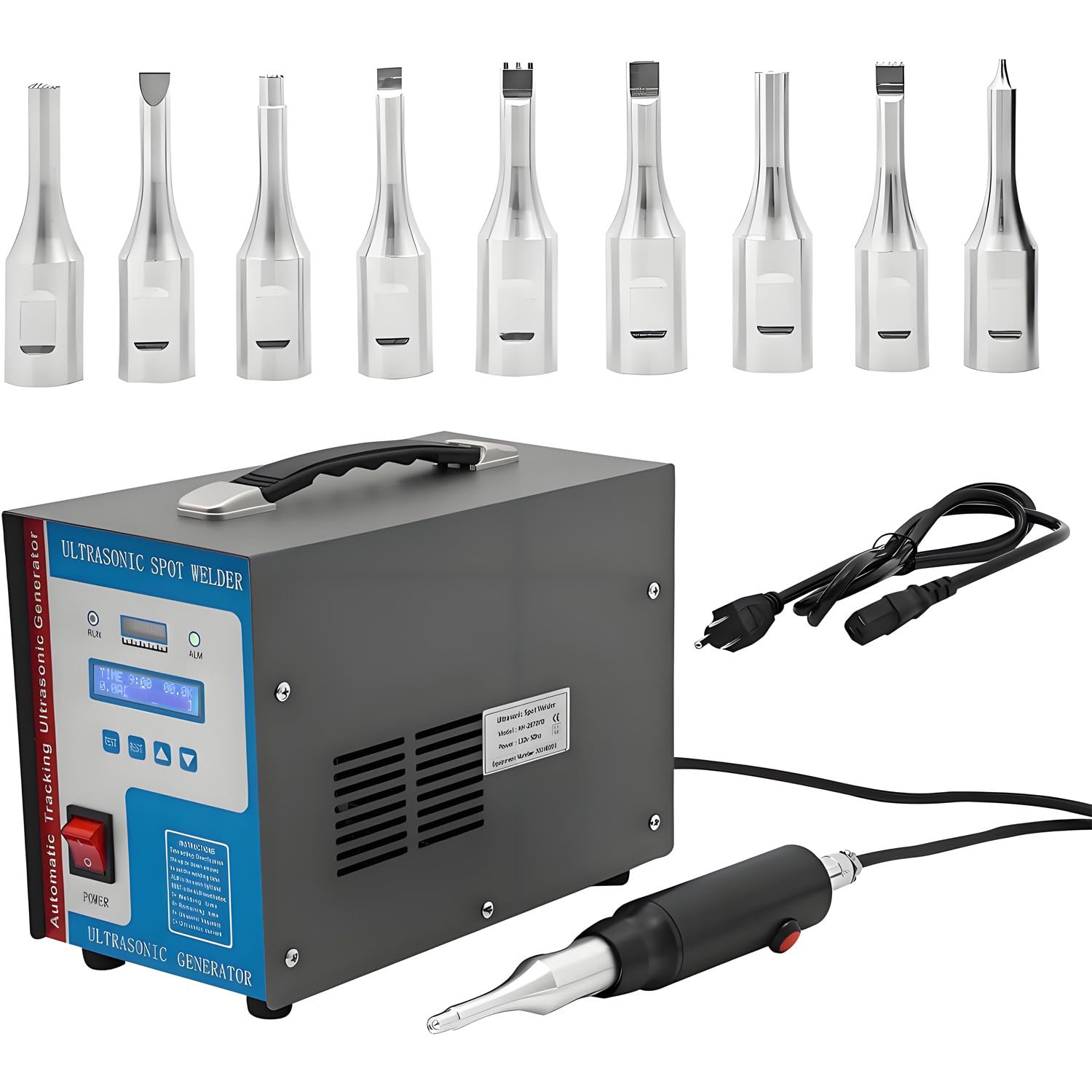 GLBMXDD Ultrasonic Plastic Welding Machine, with 10Pcs Welding Heads,700W Portable Handheld High Frequency Spot Welding Machine for PP, Acrylic Boards, PVC, Nylon, ABS