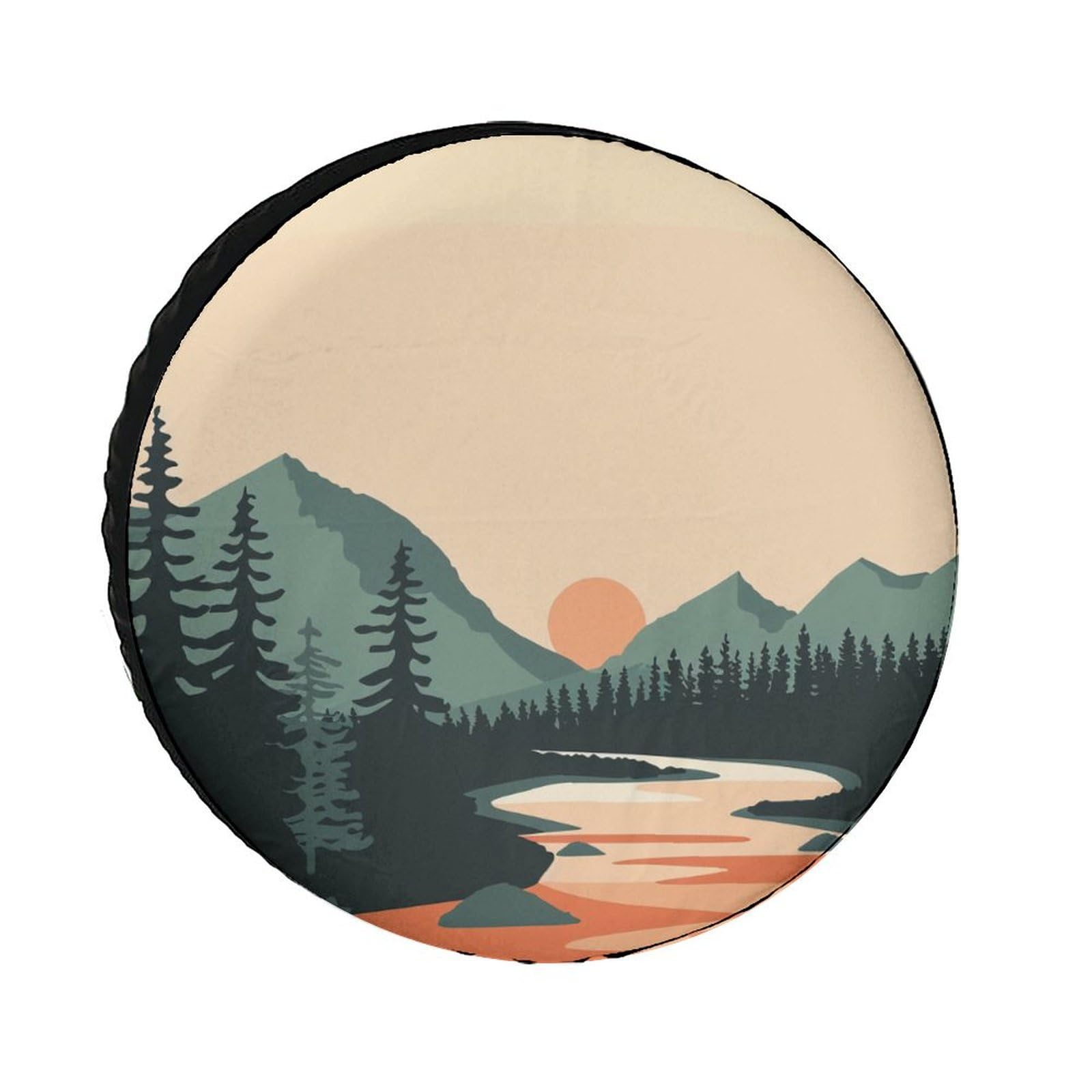 Spare Tire Cover 13 Inch Mountain Adventure Wheel Protectors Weatherproof Wheel Covers Woodland Adventure Fit for Trailers SUV Off-Road Vehicle Camper and Trucks
