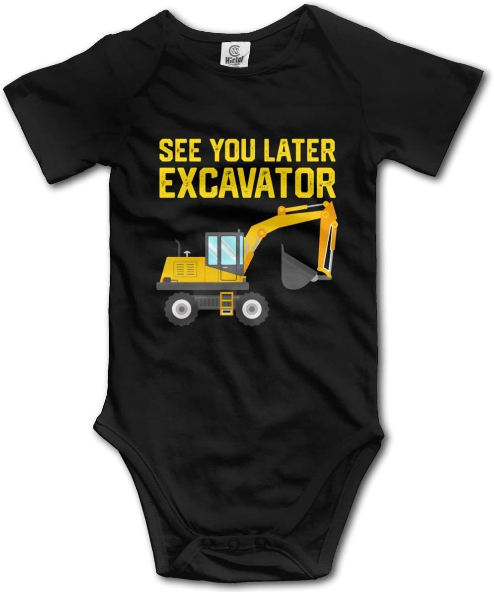 baby girls See You Later Excavator Newborn Funny Letter Print JumpSuit Romper Outfit, Black, 6-12 Months