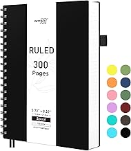 RETTACY A5 Notebook, Notepad, Wirebound Spiral Notebooks 300Pages /150 Sheets for Writing,100gsm College-Ruled Paper, Flexible Plastic Cover, for Men Work Office School,14.5 x 21cm - Black