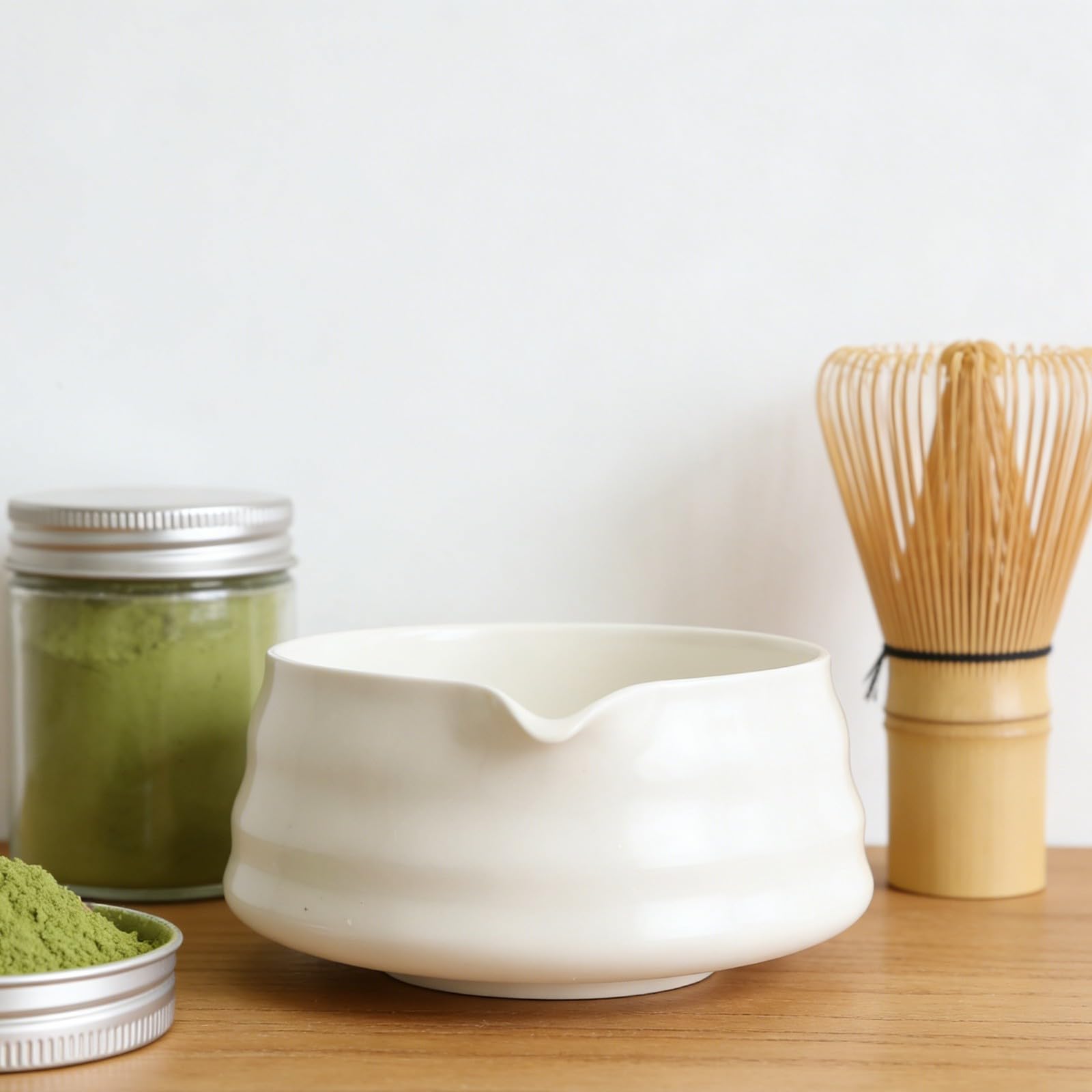 ZYWUOY Juego de cuencos japoneses hechos a mano con boquilla, para ceremonia de té tradicional de barro para espumar té verde, elegante para los amantes del matcha y uso en la oficina en casa