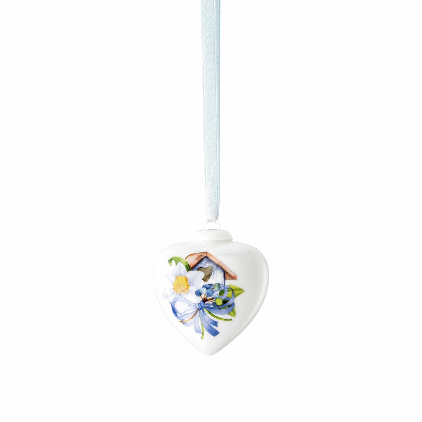 Hutschenreuther Porcelain Mini Heart 2025, Porcelain Heart for Hanging, Height 4.5 cm, Collector's Edition Easter, Porcelain, Multicoloured, Motif Daffodil White