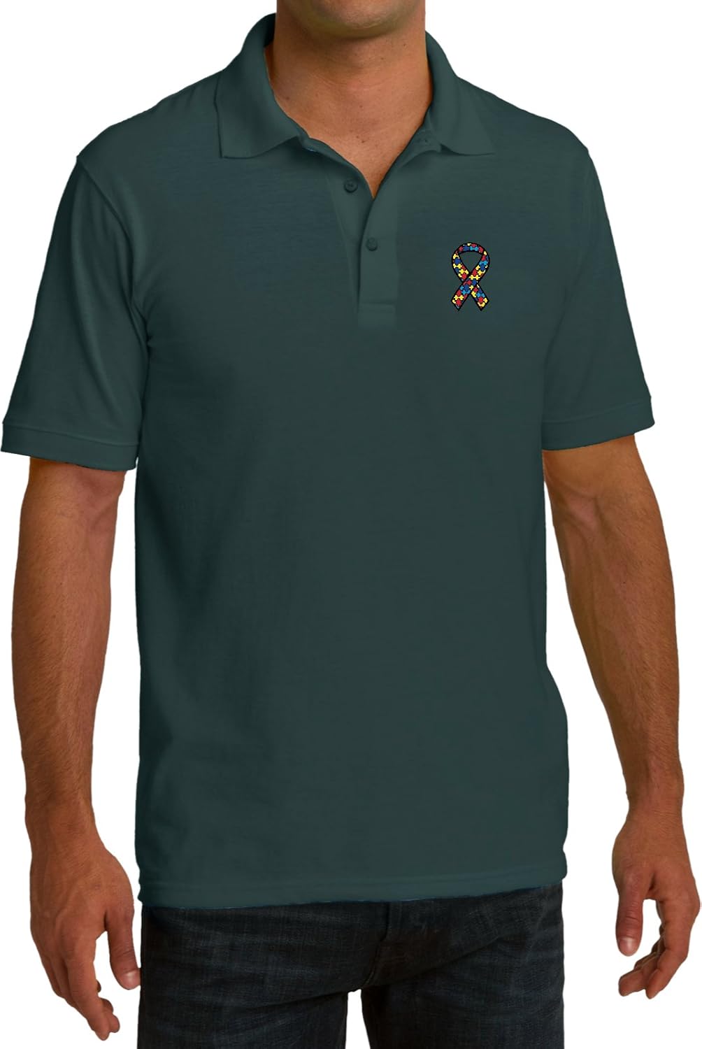 Buy Cool Shirts Autism Ribbon Pocket Print Mens Pique Polo