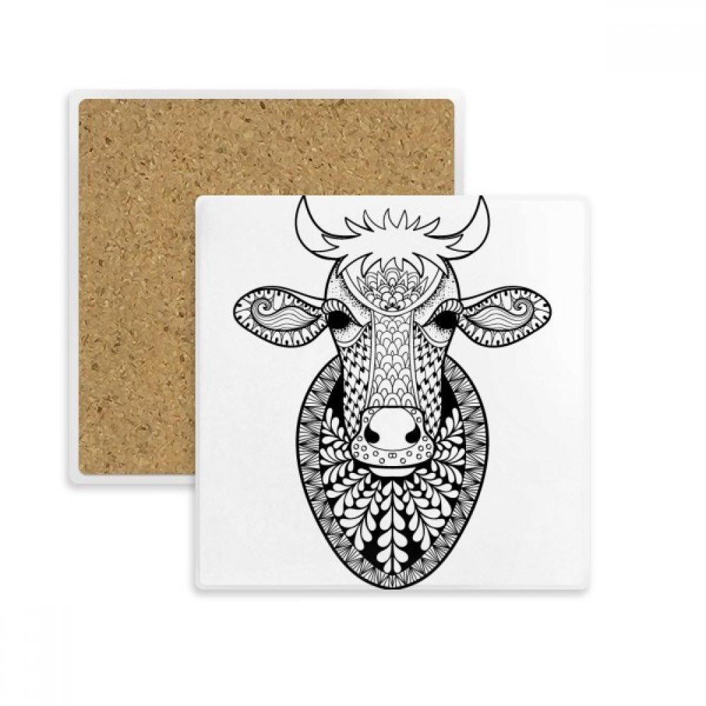 Dessous de verre absorbant motif grande vache, cadeau original en pierre