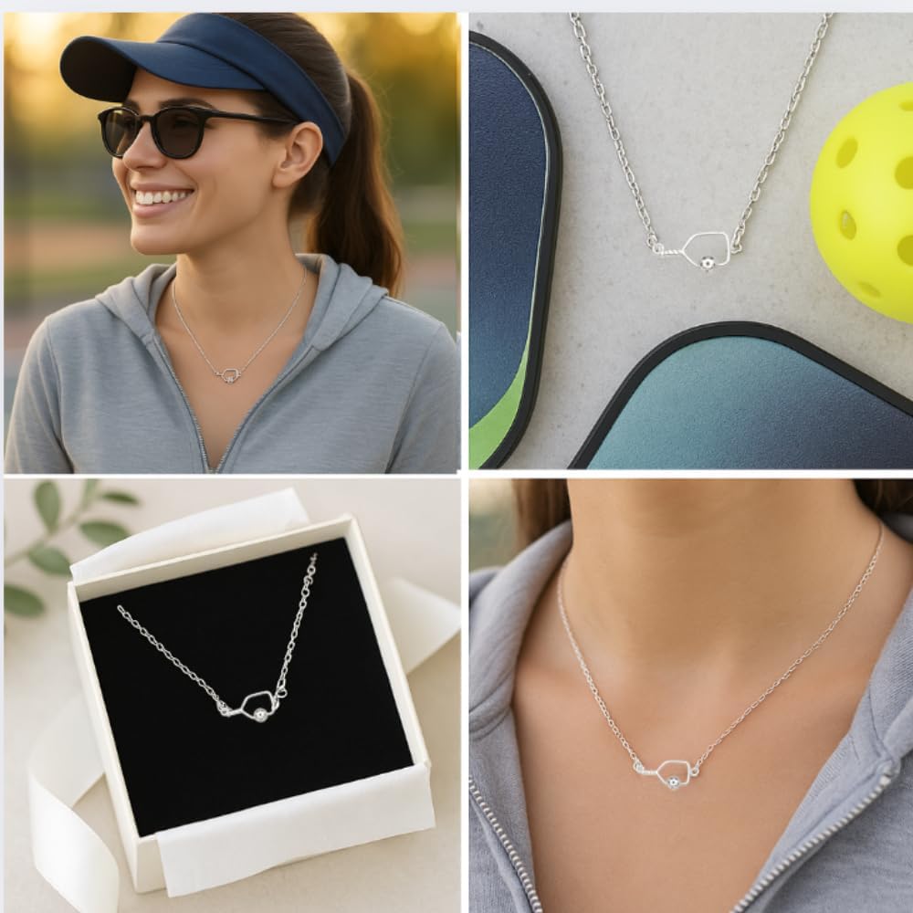 Pickleball Paddle Pendant Necklace - Pickleball Jewelry, Women's Gift - Image 4