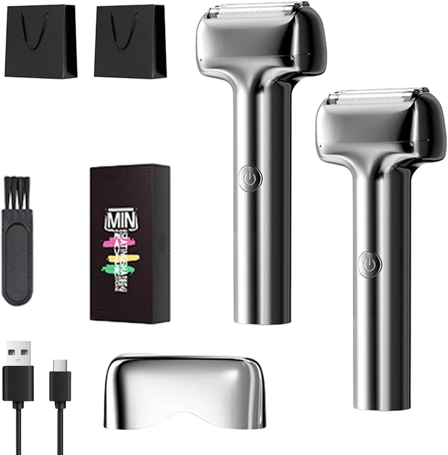 Men's Efficient Rechargeable Foil Electric Shaver, Electric Razor for Men, IPX6 Waterproof & USB-C Fast Charging, Portable Cordless Stubble Trimmer, Wet/Dry Foil Shaver for Travel & Home (2set)