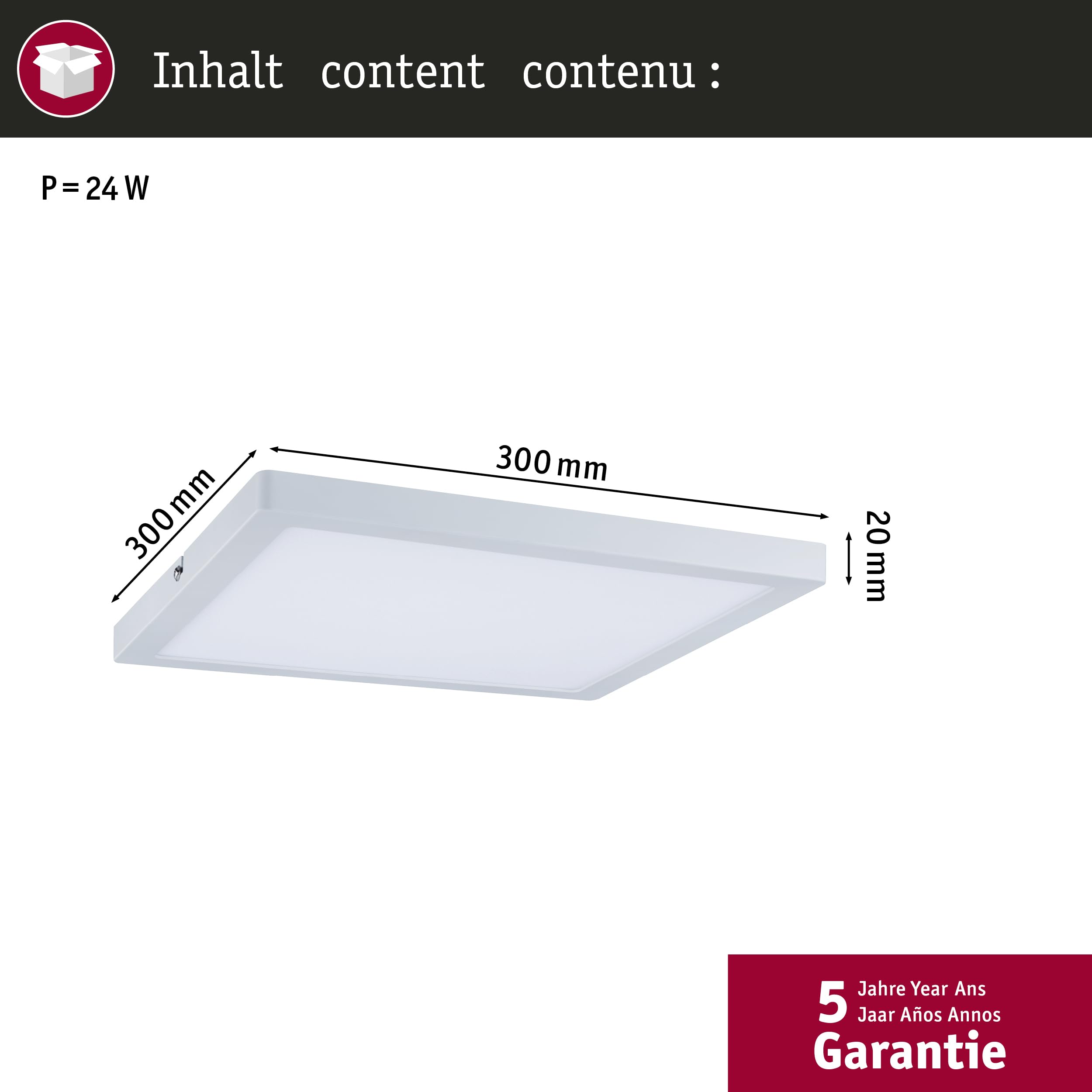 Paulmann 70871 WD Atria LED-Panel 300x300mm 24W Ws-m
