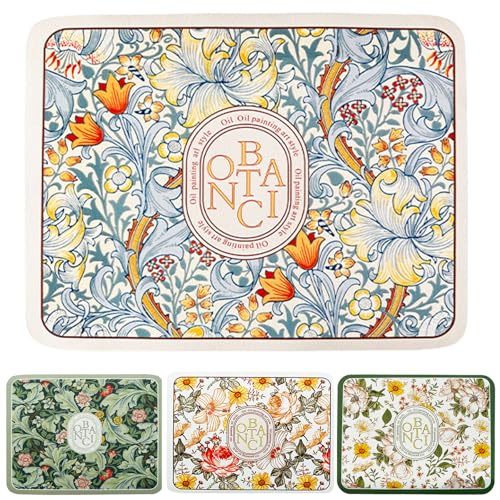 Grombolar Dish Drying Mat-Upgraded Fantasy Style Draining Mat,Drying Matt Kitchen Counter,Super Absorbent Pad Non-Slip Drain Pad Quick Dry Mats (A:Vintage Gold, S:12*16 in)