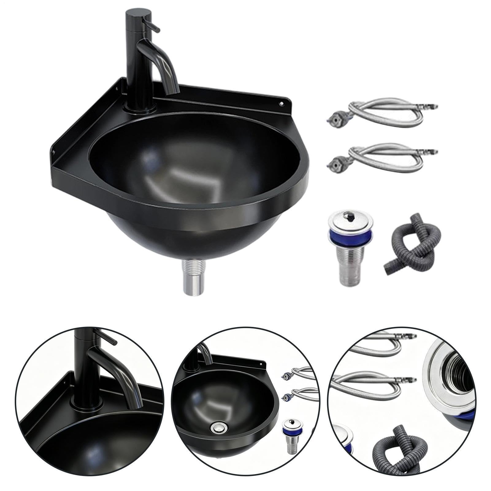 Lavello Ad Angolo In Acciaio Inossidabile, Lavabo Bagno Con Montaggio A Parete, Lavabo Triangolare, Vasca Singola, Foro Di Montaggio Per Rubinetto 36mm, Foro Di Scarico 41mm