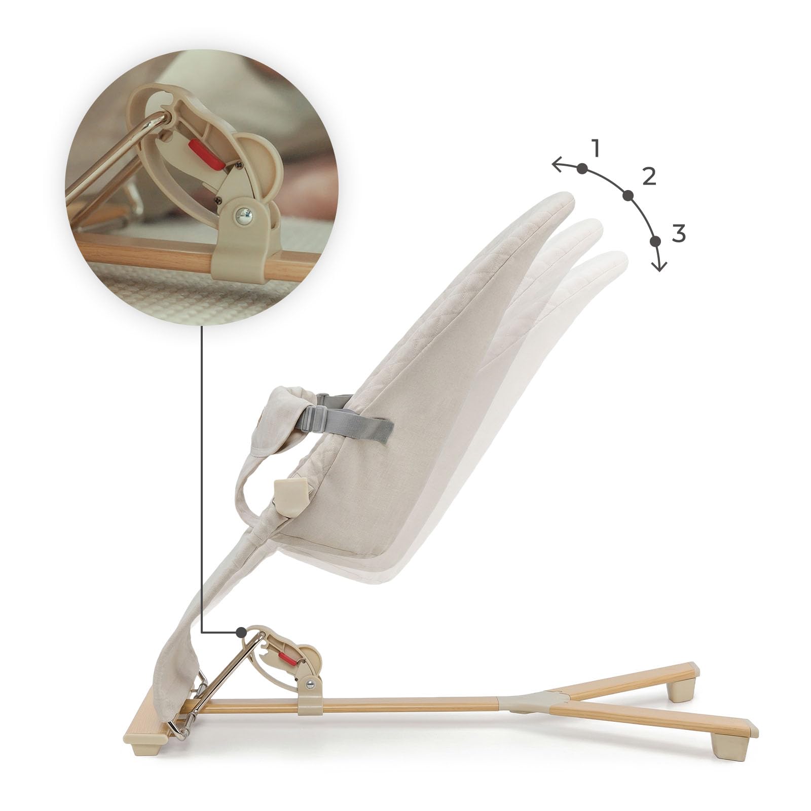 Kinderkraft MIMI, hamaca bebé, sin pilas, 3 posiciones, Beige