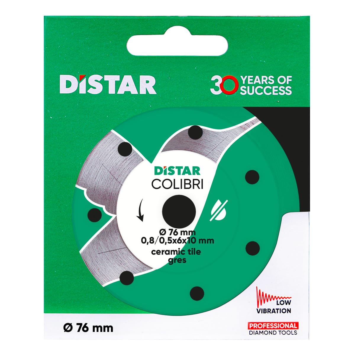 DiSTAR Colibri Disco diamantato Ø 76 mm x 10 mm – Ultra sottile 0,8 mm per gres porcellanato e ceramica – Disco da taglio professionale per smerigliatrice angolare a batteria & piccolo Flex – Taglio