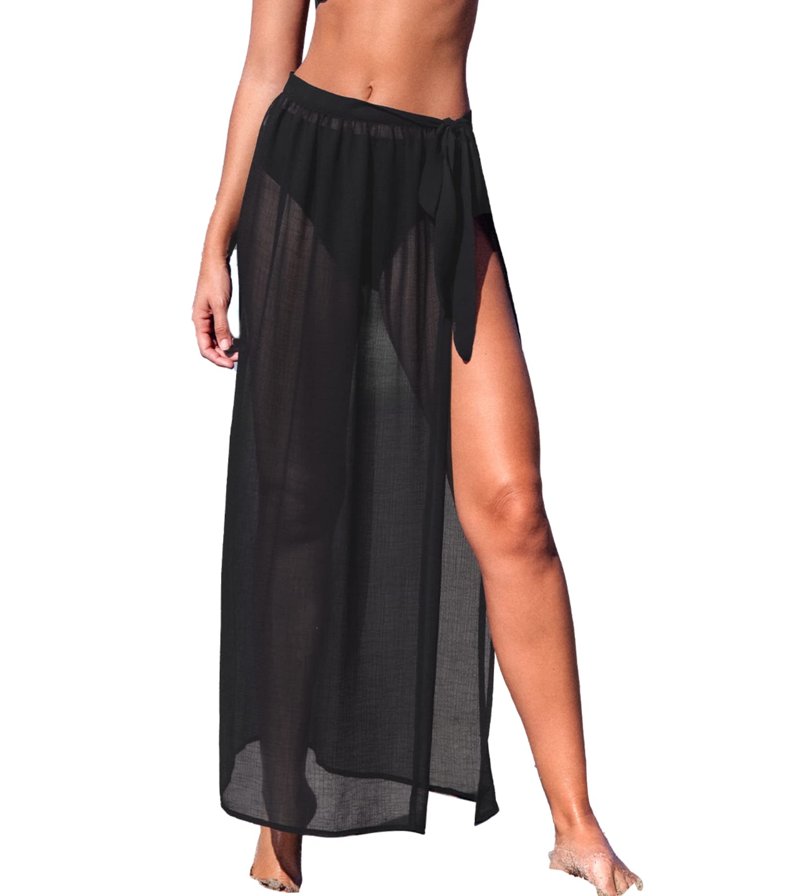 CUPSHE Mujer Sarong Pareo Cintura Banda Lateral Ranura Larga Toalla De Playa De Verano Sheer Bikini Cover Up Falda De Playa