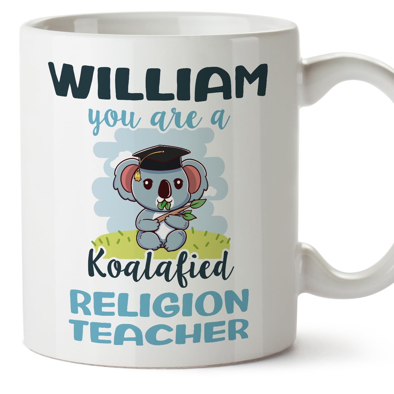 MUGFFINS Personalised Mug for Religion Teacher Man - in English - Custom Koalafied - Funny Custom Gift for Colleagues - Ceramic 11oz Mug — image 1