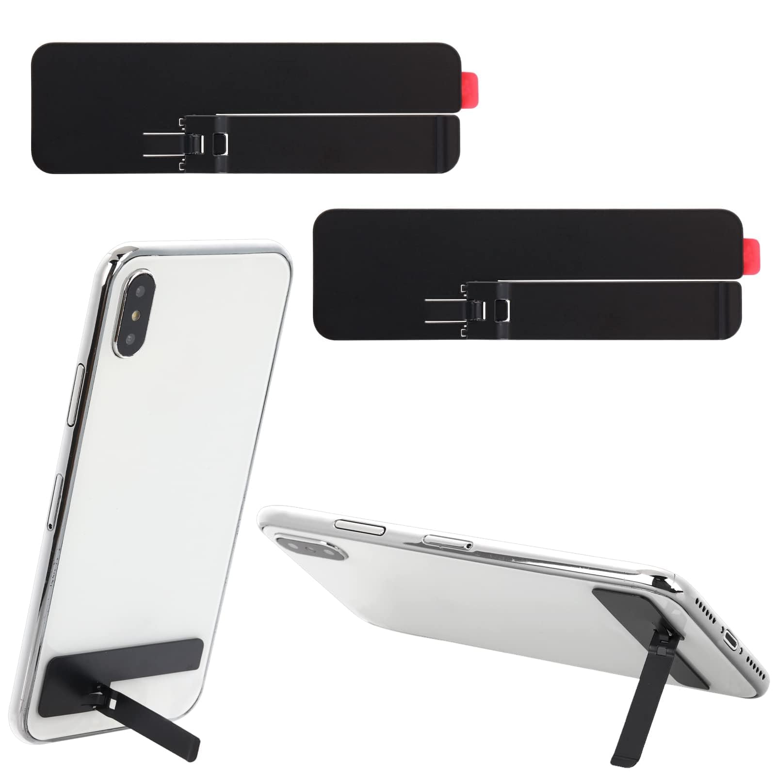 KhaznaUltra-Thin Invisible Phone Kickstand, 2 Pack Adjustable Vertical Horizontal Placement Phone Stand Phone case Metal Kick Stand Compatible with Any Cellphone (Black), Invisible Phone Kickstand