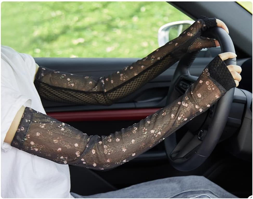 HBJWOV Floral Lace Sleeves Women's Driving Long Gloves Thin Arm Guards Arm Sleeves