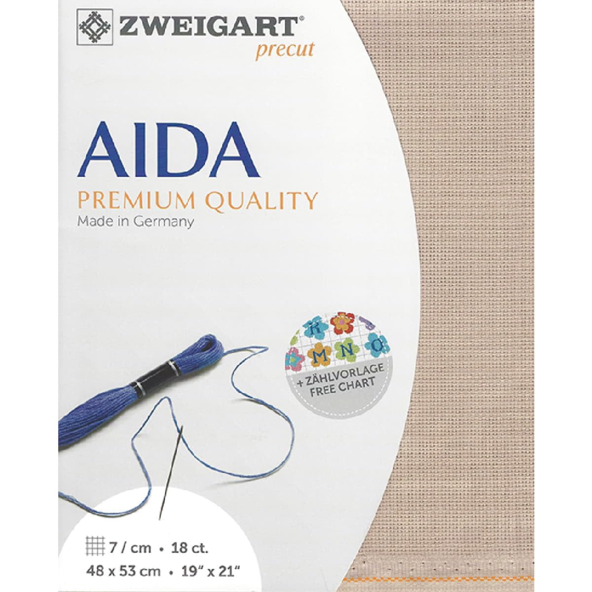 AIDA Zweigart Precute 18 ct. Fein-Aida 3793 color 3021 nougat, fabric for cross
