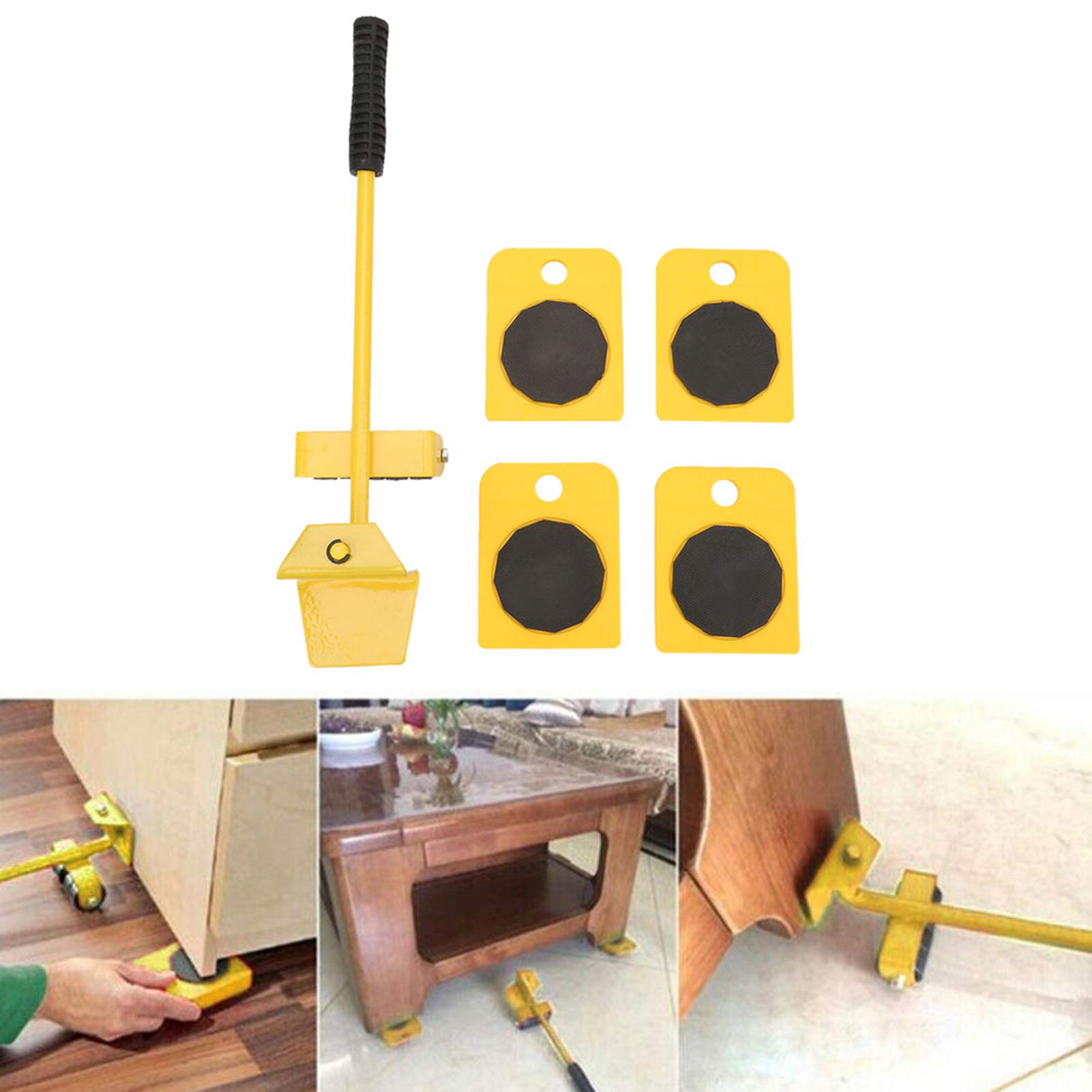 Mover,Transport et Heavy Duty Lifter with 4 liders Lifter Moving Plate Easy Moving for Heavy Objects,Bearing 150KG (Yellow)