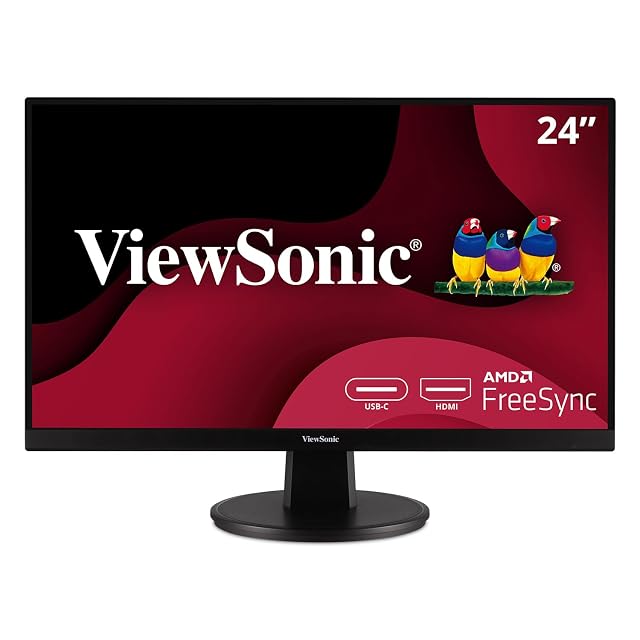 ViewSonic VA2447-MHU 24 Inch Full HD 1080p USB C Monitor w FreeSync 100Hz Eye Care HDMI VGA Renewed
