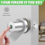 FITNATE Fingerprint Door Knob, Biometric Smart Lock with App Control, Keyless Entry Door Knob with Bluetooth Digital Code, Touch to Open Knob for Bedroom,Home,Hotel,Office, Silver