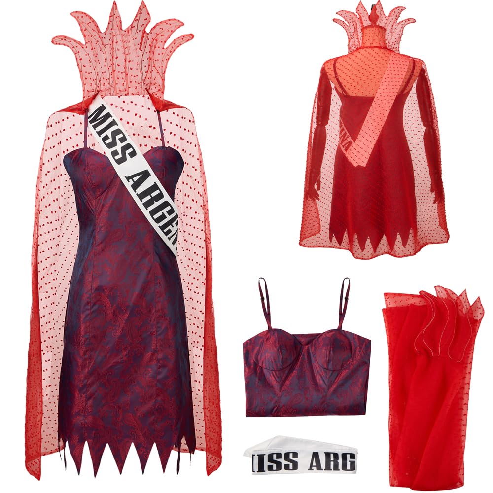 Cos-Animefly Miss Argentina Cosplay Costume Cloak Dress Movie Women Outfit Halloween Party
