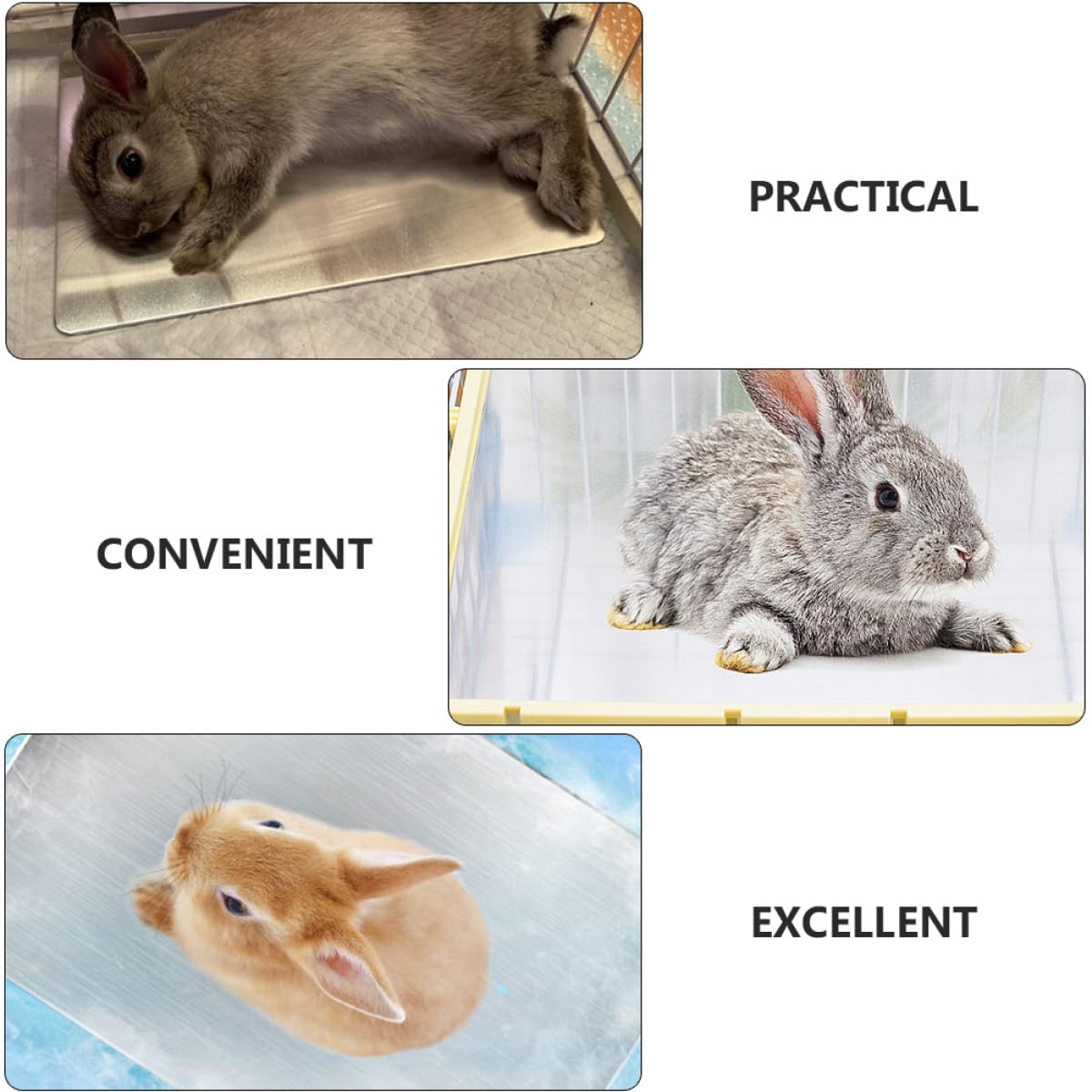 Pet Cool Pad Letto Rinfrescante per Cani Piccoli e Conigli, Tavola di Raffreddamento Estiva in Alluminio 50x30 Cm, Pannello di Dissipazione del Calore, Argento