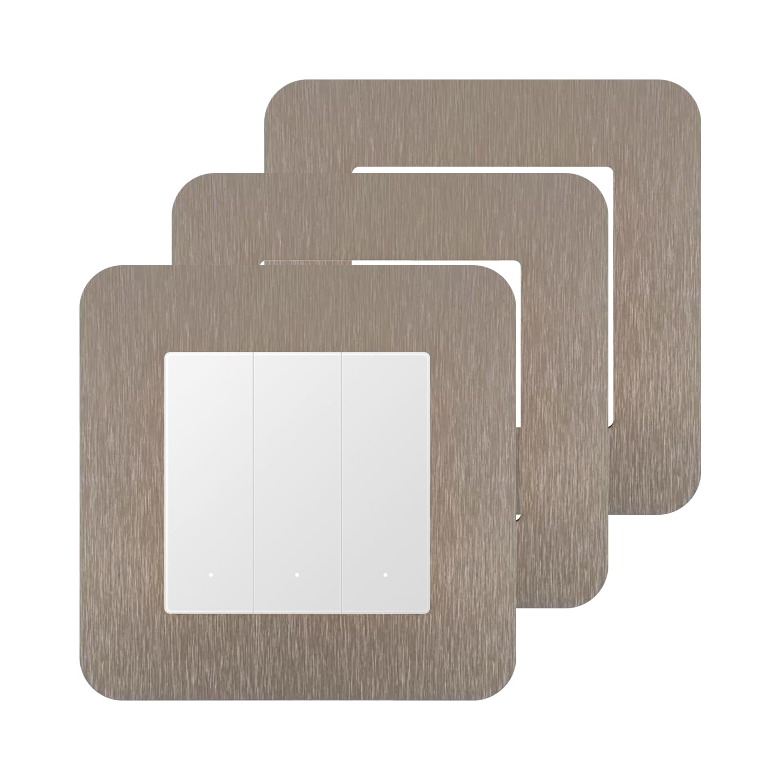 CANGCANG 3PCS Light Switch Surrounds, Light Switch Protector Cover Plates, Self Adhesive Simple Light Switch Plates Frame, Wall Socket Stickers for Home Decor(Champagne)