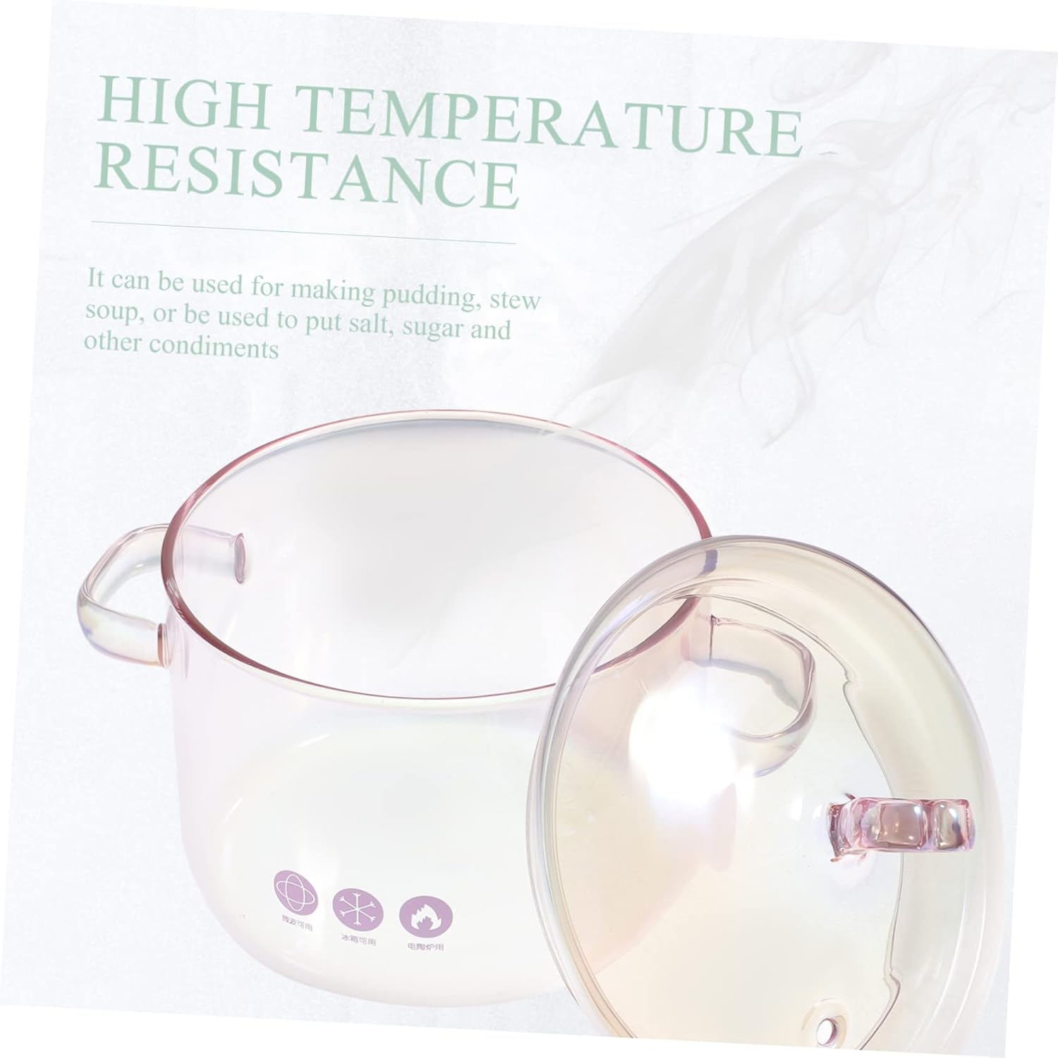 Clear Glass Soup Pot with Handles and Lid Heat Resistant Borosilicate Cookware for Cooking Vegetables Pasta and Stews Transparent Saucepan with Spoon for Home Kitchen Use