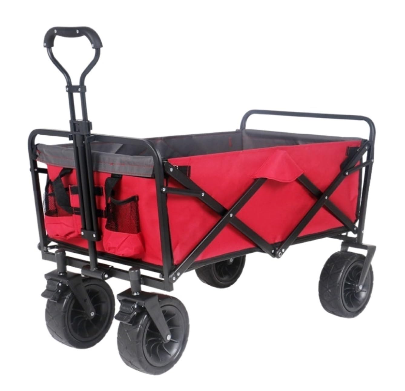 Beach Portable Trolley, Folding Beach Camping Utility Wagon Cart 80kg Adjustable Handle