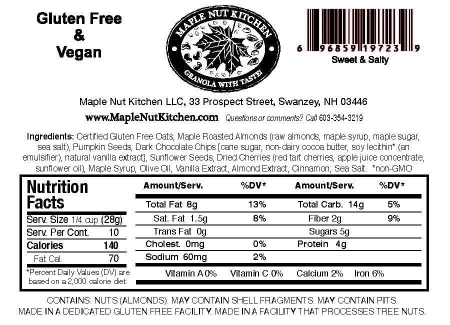 Miniatura 6 de Maple Nut Kitchen Granola dulce y salada - Sin gluten y vegana  Nutty Bliss con almendras de arce, chocolate y cerezas 10 onzas