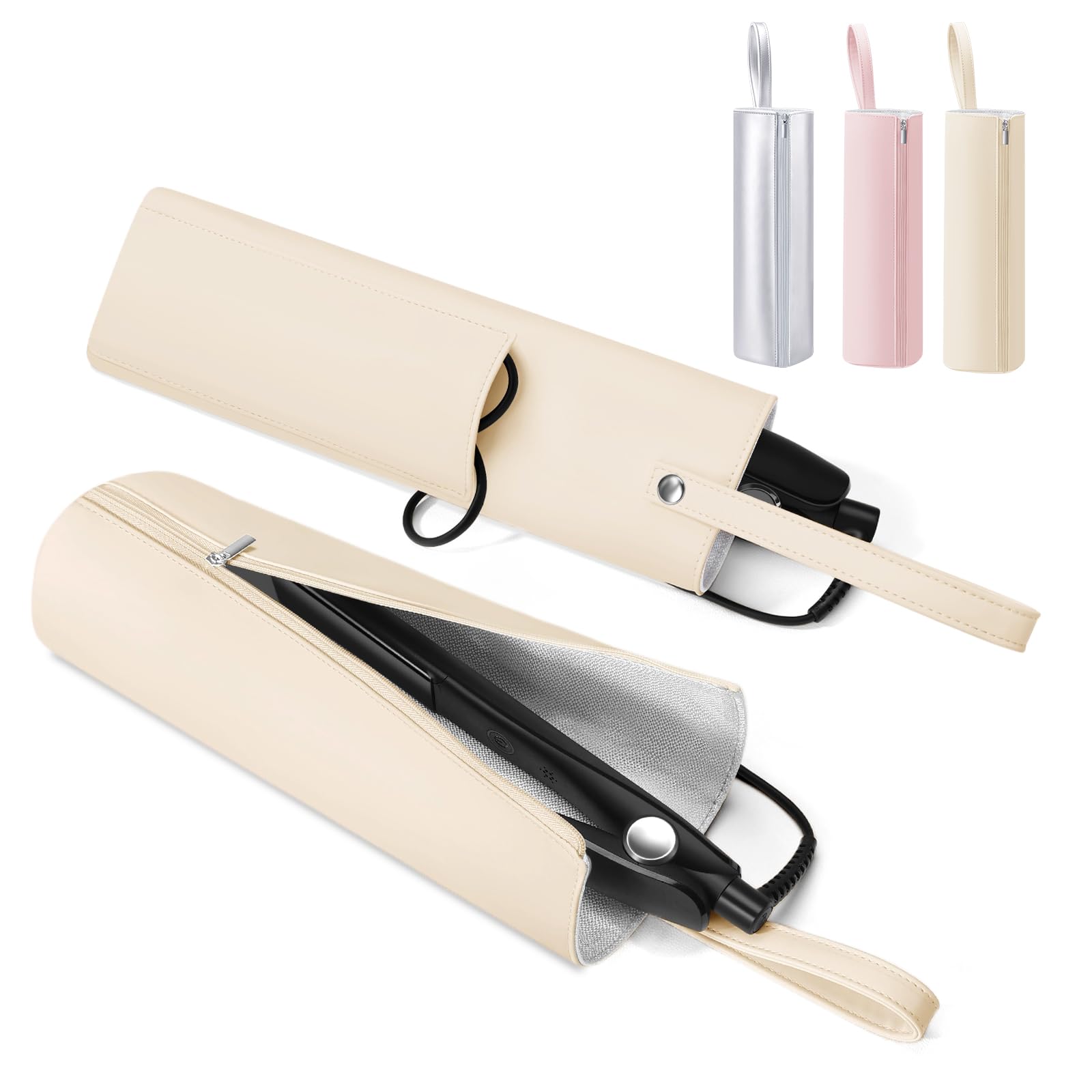 Heat Resistant Mat Pouch for Hair Straightener (Beige)-image-37