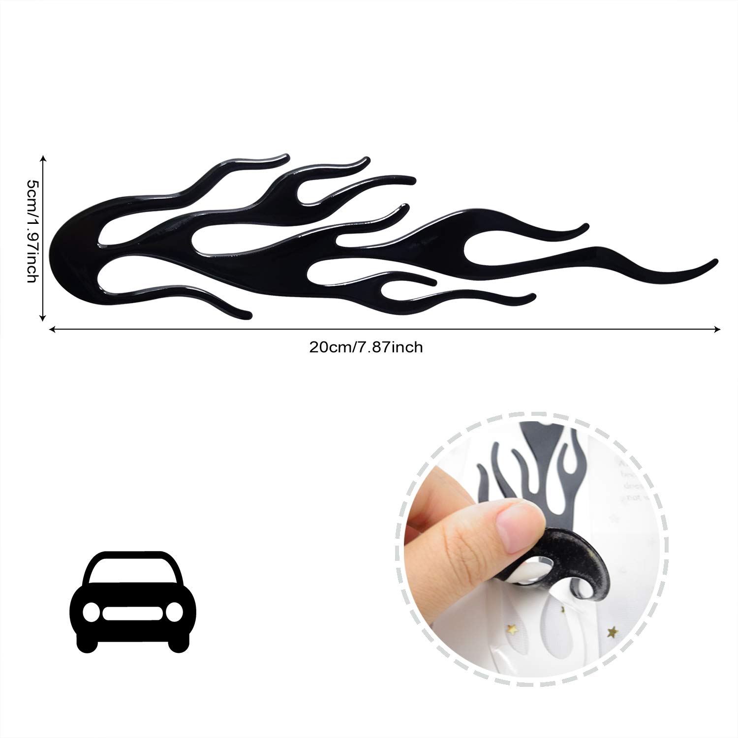 Stickers Flammes Imperméables - 30x8.3 Cm - Pour Moto, Casque, Skate, Ordinateur, Voiture - Décor Personnalisé