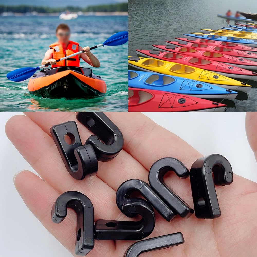 XINGSUI 30 Pcs J-hook,Shock Cord End Hook,Kayak J Hook Hook,Nylon J Hook,Durable Lashing Hook