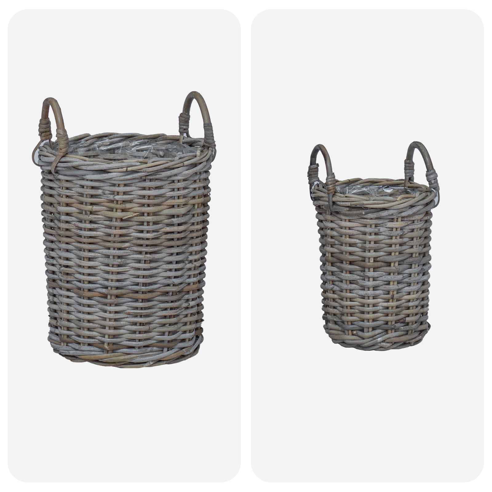 Cesto per Piante con archiviazione 2 PCS Grigio Rattan Kubu, Casa e Giardino,Arredo,Cesti, 2.18kg-42020957