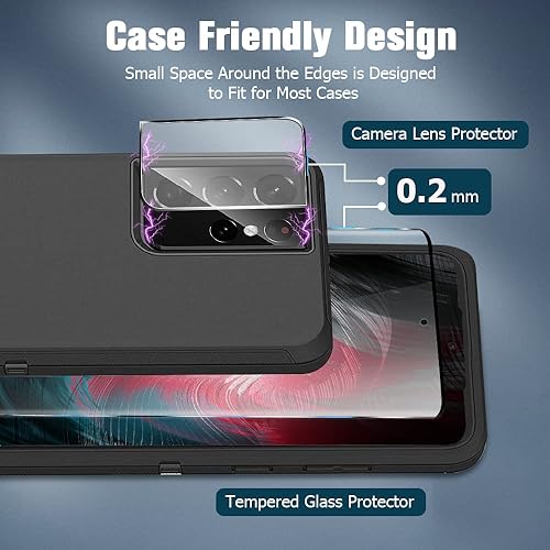 Miniatura 6 de Paquete de 2+2 Protector de pantalla y protector de cámara para Galaxy S21 Ultra, vidrio templado transparente 9H, resistente a los arañazos,