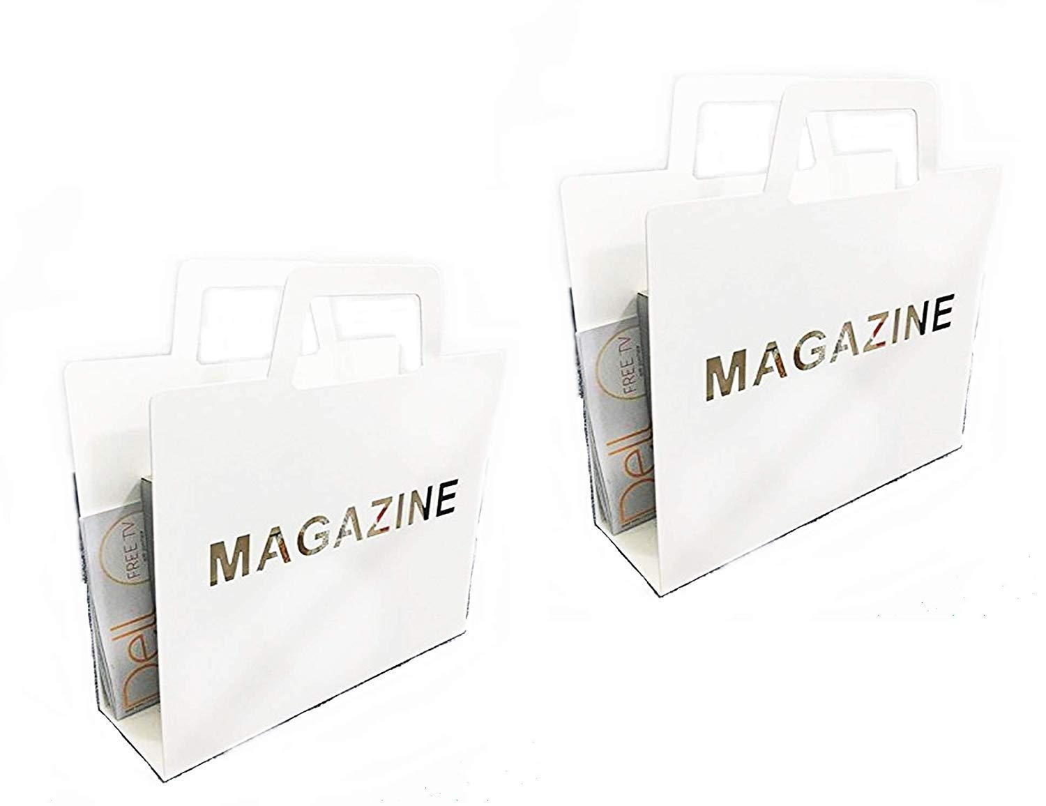 ALL NEW STYLE SET OF 2 HOME METAL MAGAZINE RACKS/NEWSPAPER RACKS - WHITE-image-14