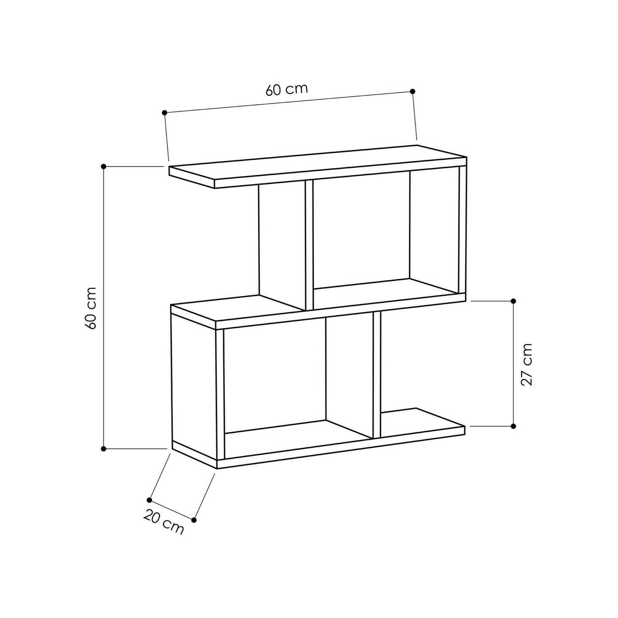 Dmora - Tavolino da salotto Polyh, Tavolo basso da caffè, Portariviste per divano, Ripiano da soggiorno, 60x20h60 cm, Antracite