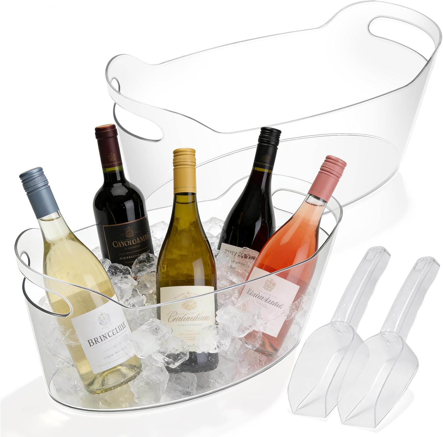 2 PCS Ice Buckets for Parties, 6.5L Large Ice Bucket, 1.5 Gallon Champagne Bucket with 2 Scoops, Beverage Tub Mimosa Bar Supplies for Champagne, Beer, Cocktail