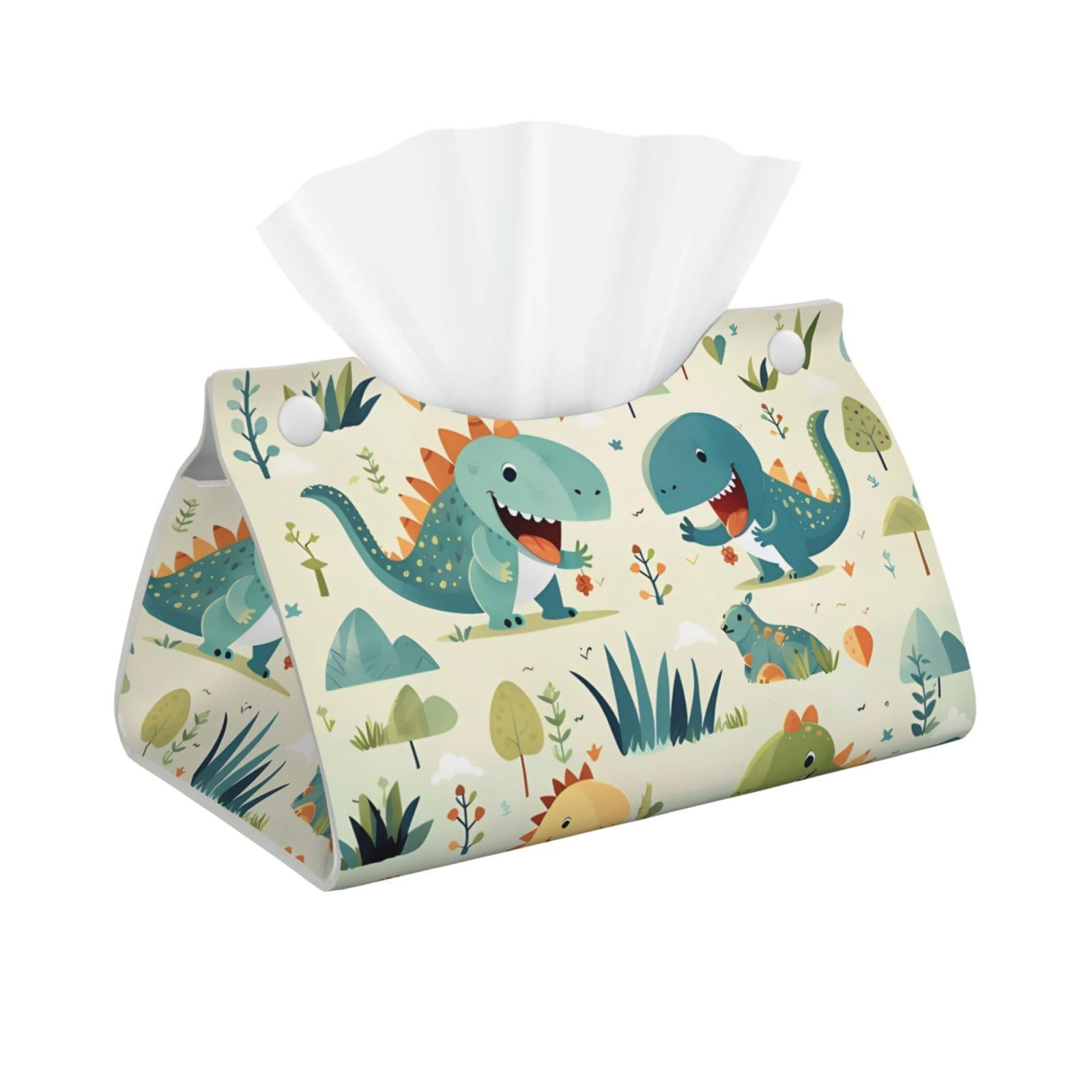 Cute little baby dinosaur Rectangular Leather Tissue Box Cover, Folding Facial Tissue Holder Dispenser for Car