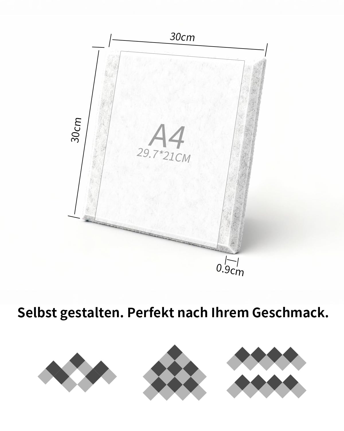 36 Stück Akustikplatten Selbstklebend, Akustikpaneele Schallabsorber mit hoher Dichte, Akustische Behandlung und Wanddekoration für Tonstudio, Gaming Deko und Studio, 30x30x0.9cm, Weiß