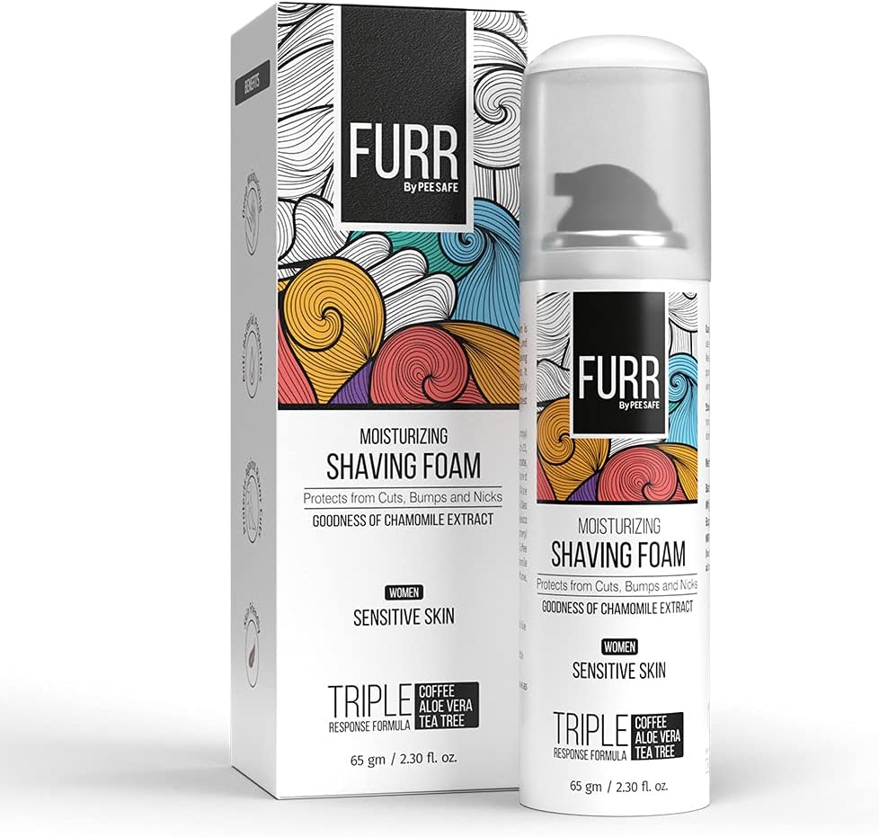 FURR Moisturizing Shaving Foam for Women - 65 gm | For Sensitive Skin | With Anti Bacterial Properties | Enriched with Aloe vera, Vitamin E and Tea Tree Oil