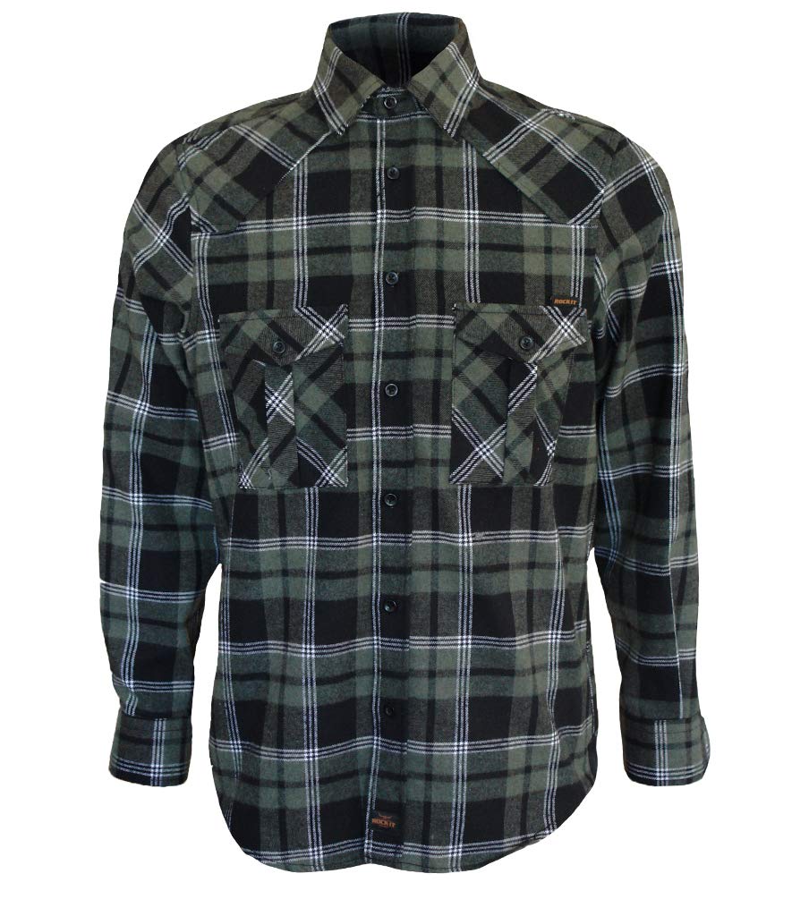 ROCK-IT Apparel Camisa de Franela para Hombre Manga Larga I con Bolsillos y Botón Delantero I Tejido Muy Suave I Camisa Leñador a Cuadros para Hombre [TallasS-5XL]