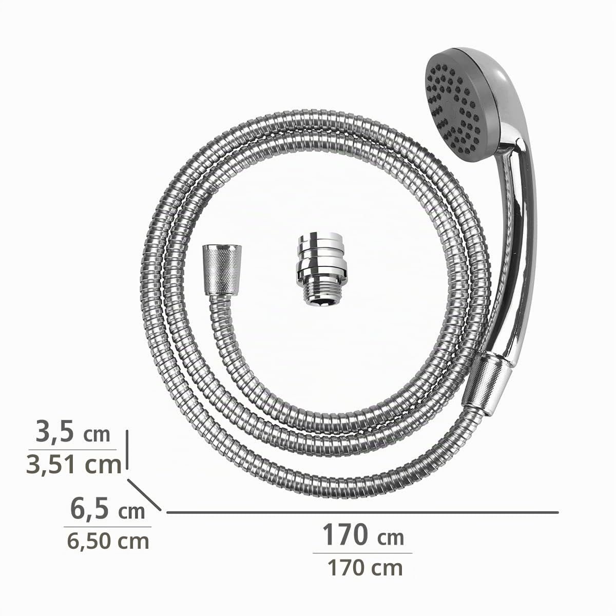 WENKO Doccia per lavandino cromato - Doccetta a mano mobile con tubo flessibile in acciaio inox, ABS, 170 x 3.5 x 6.5 cm, Argento lucido