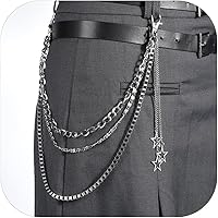 Vivian&CD Goth Punk Jean Chain Belt for Men Women - Stainless Steel Chunky Pocket Wallet Chain Accessory